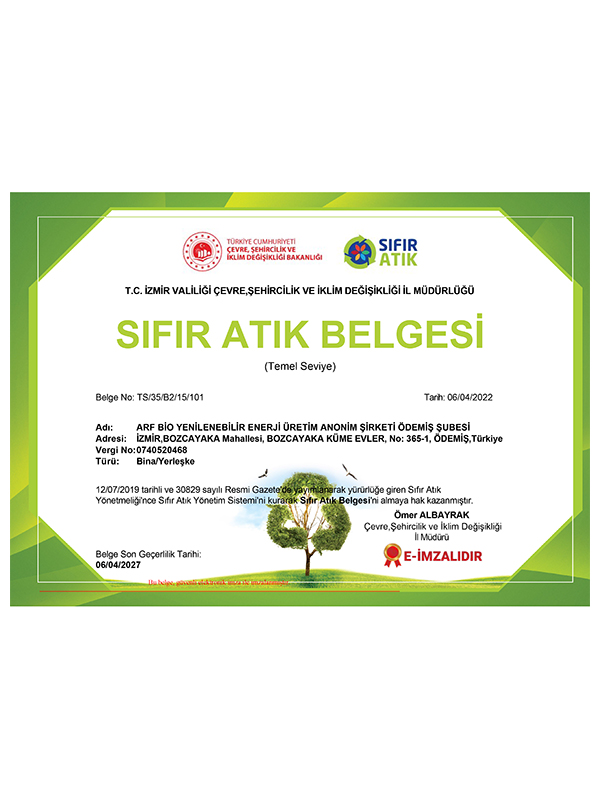 Zero Waste Certificate